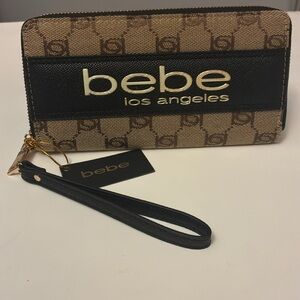 Bebe Los Angeles Serena Zip-Around Wallet with Wristlet – Black & Brown